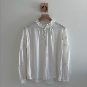 WRAP London White Ruffle Neck Blouse – Size US 6 (UK 10)